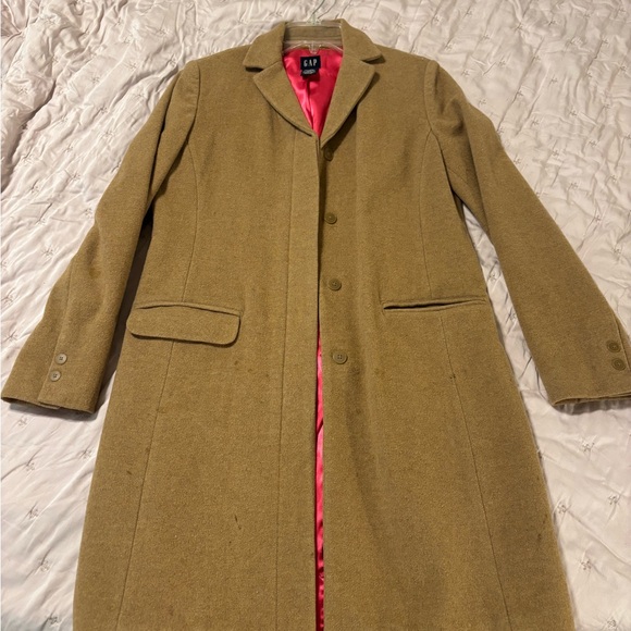 GAP Jackets & Blazers - GAP Women's Camel Wool cashmere Blend Long Coat - Camel hot pink lining